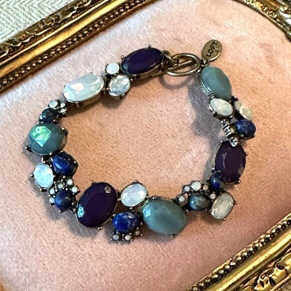 LOFT Jewelry - Loft Y2K Style Gemstone-Inspired Bracelet W/ Toggle Closure & Mixed Blue Stones